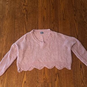 Elegant Mauve V-Neck Sweater